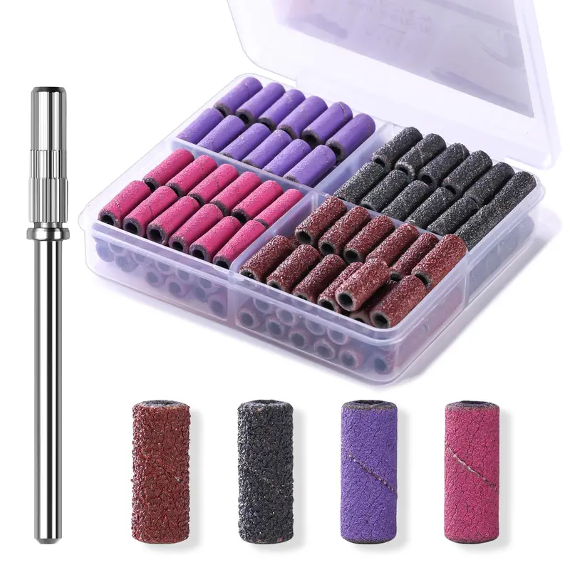 Makartt Bandes de Ponçage pour Ponceuse Ongles – 100 Pièces, 4 Grains (80/120/180/240), Mini Mandrin 3,1 mm