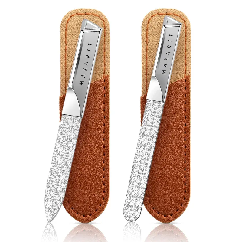 Makartt Lime à Ongles Métallique Double Face – Kit Professionnel 2 Pièces en Acier Inoxydable