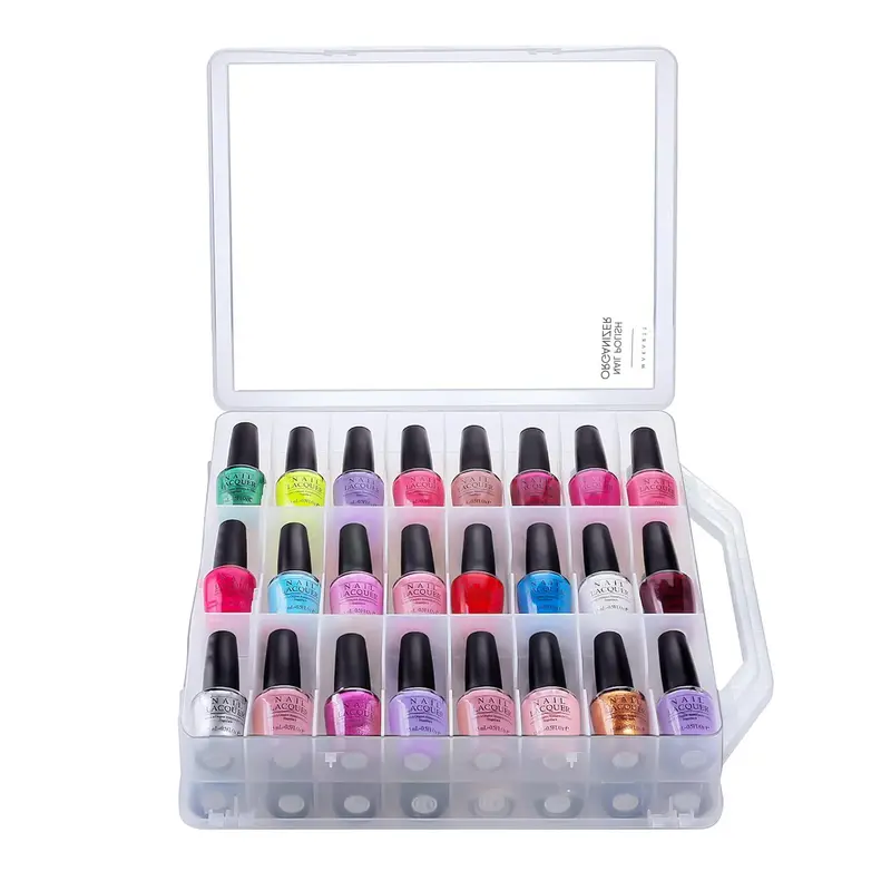 Makartt Organisateur Vernis – Porte-bouteilles 48, Boîte Transparente Portable avec 16 Emplacements