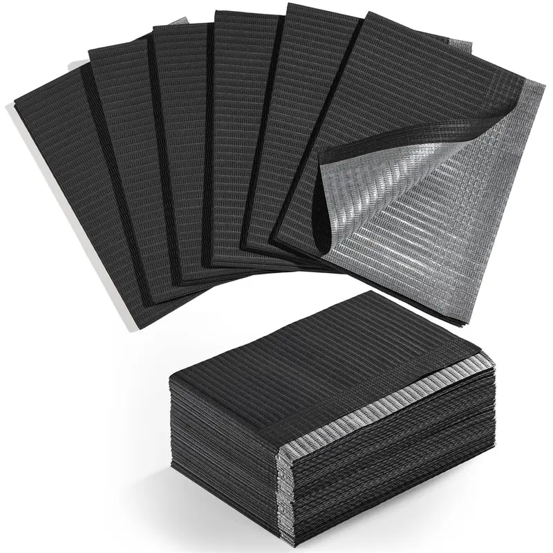 Makartt Tapis de table jetables pour manucure – 20 pièces, 3 plis, imperméables, noir 13x18 pouces