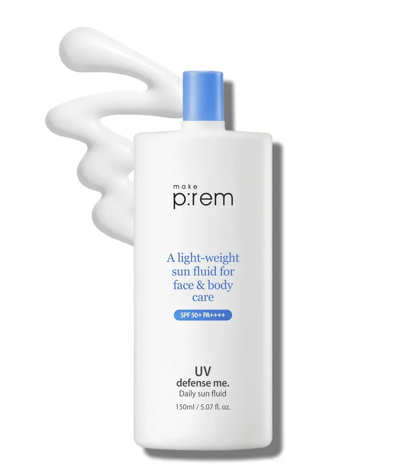 MAKEPREM Defense Me Fluide Solaire Quotidien Vegan SPF 50+ PA++++ – Hydratant Non Gras et Calmante, Respectueux des Récifs