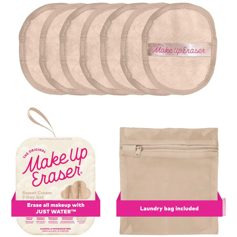 MakeUp Eraser – Ensemble Original 7 Jours (Crème Douce) – Démaquillage avec juste de l’eau, 7 pièces