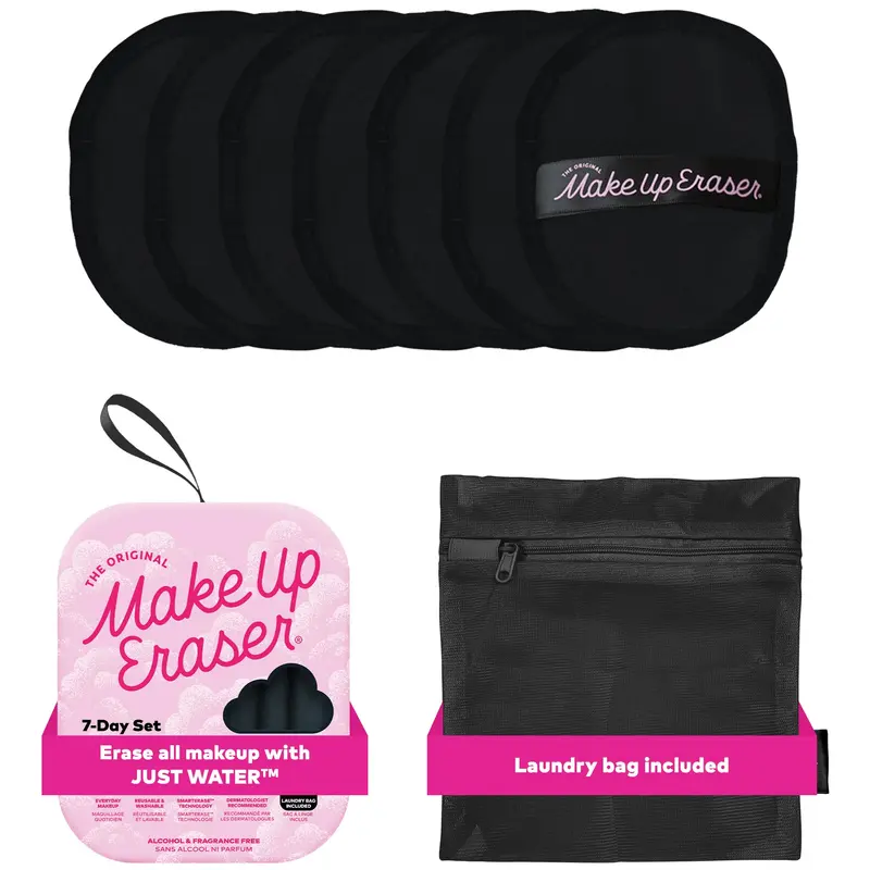 MakeUp Eraser – Lot Original 7 Jours Noir Chic | Démaquillage à l’eau, waterproof inclus, 7 pièces