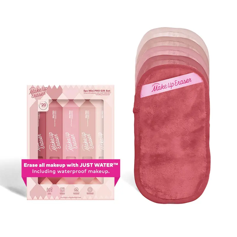MakeUp Eraser Mini PRO - Ensemble cadeau 5 pièces, démaquillage à l'eau et exfoliation