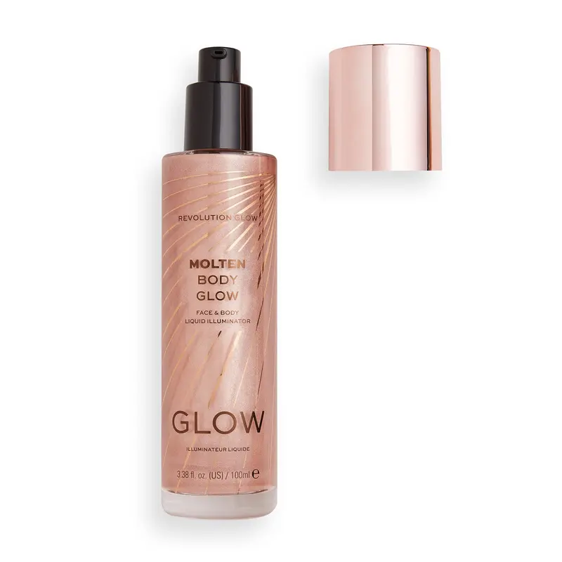 Makeup Revolution Molten Body Glow Rose Gold – Éclat pour Visage et Corps, 100 ml