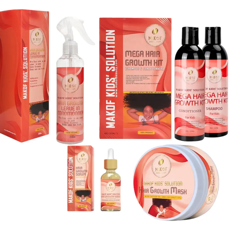 MAKOF Kit Croissance des Cheveux Enfants – Shampoing & Après-Shampoing Sans Sulfates
