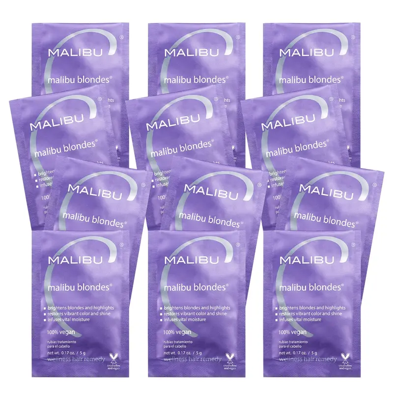 Malibu C Blondes Wellness Remedy – Élimine les décolorations et ravive les blonds (12 sachets)