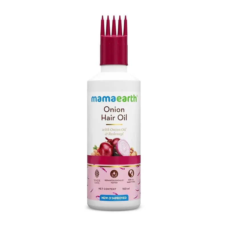 Mamaearth Huile d'Oignon pour Cheveux – Naturelle & Biologique avec Redensyl | Pour cheveux colorés et tous types