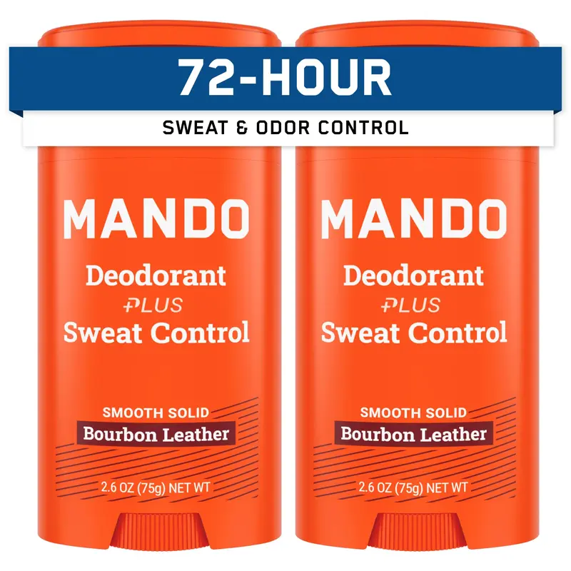 Mando Antiperspirant Homme Bourbon Leather – 72 h, Sans Bicarbonate, Pack de 2