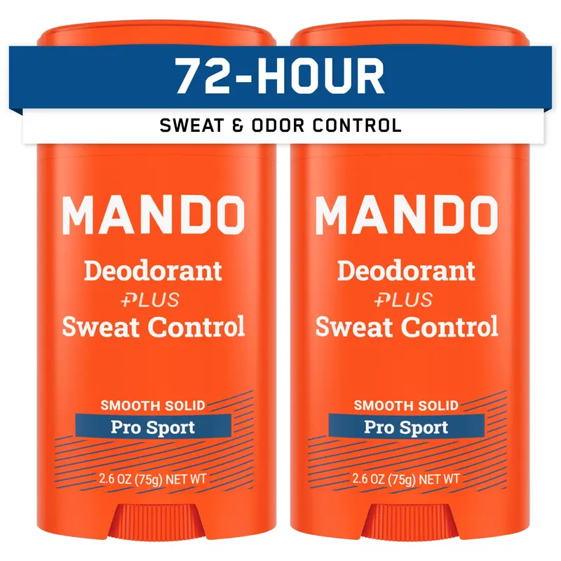 Mando Antiperspirant Pro Sport – Contrôle des odeurs et de la transpiration 72 h, sans bicarbonate, pack de 2