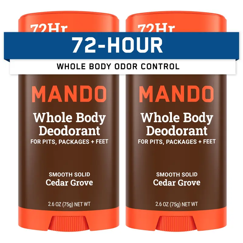 Mando Déodorant Corporel pour Homme – Bâton Solide Lisse, Sans Aluminium ni Bicarbonate – Lot de 2 (Cedar Grove)