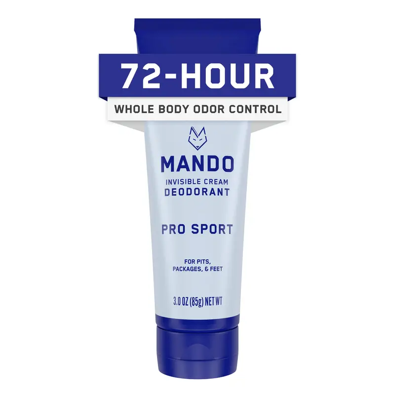 Mando Déodorant Corps Invisible Pro Sport pour Hommes – 72h, Sans Aluminium, Sans Bicarbonate, Tube 3 oz