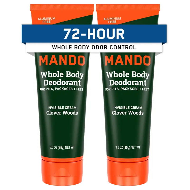 Mando Déodorant pour le Corps Homme — Crème Invisible, 72h, Sans Aluminium (Pack de 2)