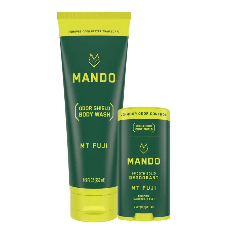 Mando Stick Solide Doux + Gel Douche Acide – Odeurs maîtrisées toute la journée – Corps sûr (aisselles, zones intimes, pieds) Mt. Fuji