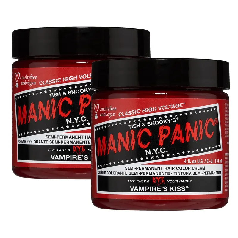 MANIC PANIC Vampire's Kiss - Coloration Semi-Permanente Rouge Moyen, Vegan et Sans Ammoniaque (4 oz (118 ml) / 2 pièces)