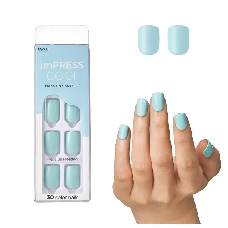 Manucure press-on imPRESS Color Mint To Be — Effet gel sans vernis, PureFit, 30 ongles et outils