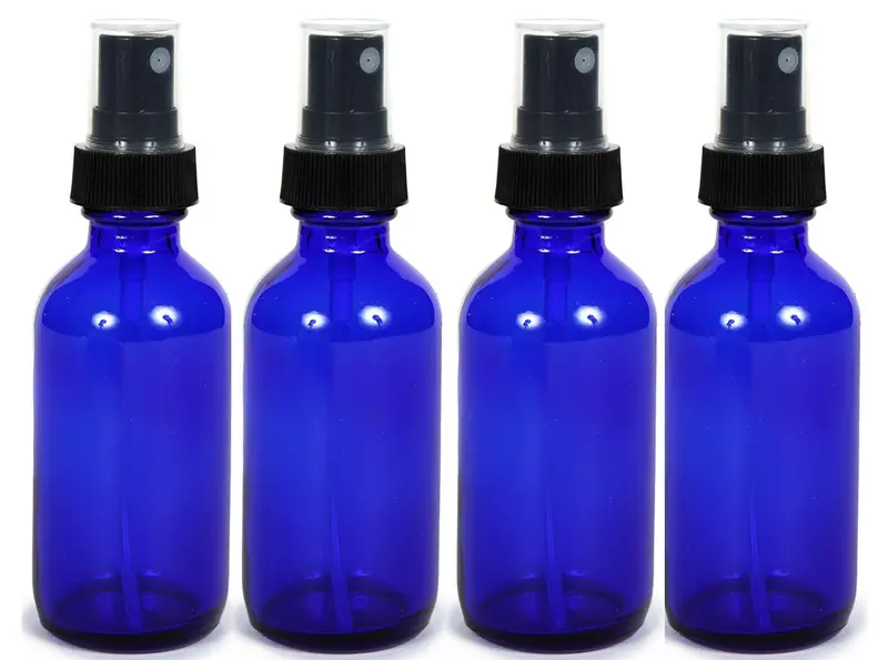 Manufacturer Direct Bouteilles Verre Cobalt Bleu 2oz – Lot de 4 + Étiquettes Étanches