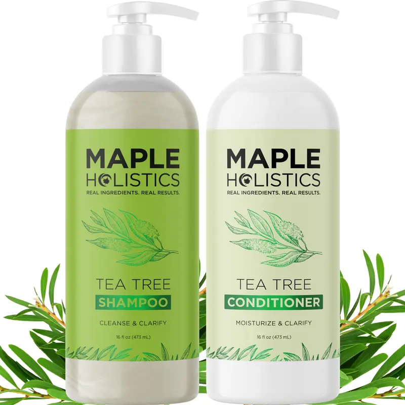Maple Holistics – Coffret Shampoing et Après-Shampoing Arbre à Thé Sans Sulfates | Pour Cuir Chevelu Gras
