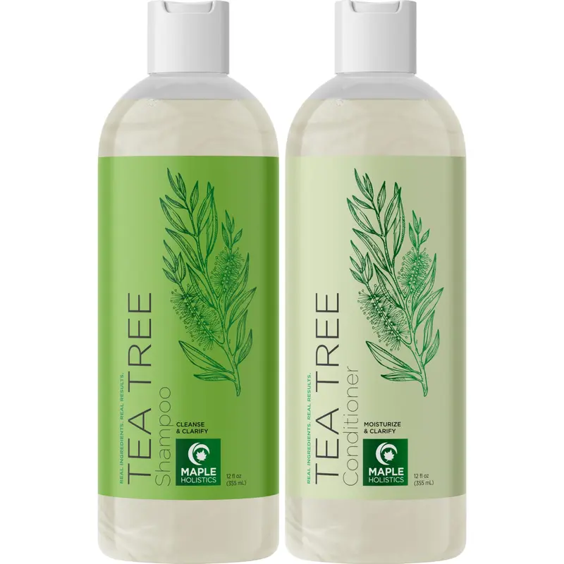 Maple Holistics – Ensemble Shampooing et Après-Shampoing Arbre à Thé Sans sulfates pour Cheveux et Cuir Chevelu Gras