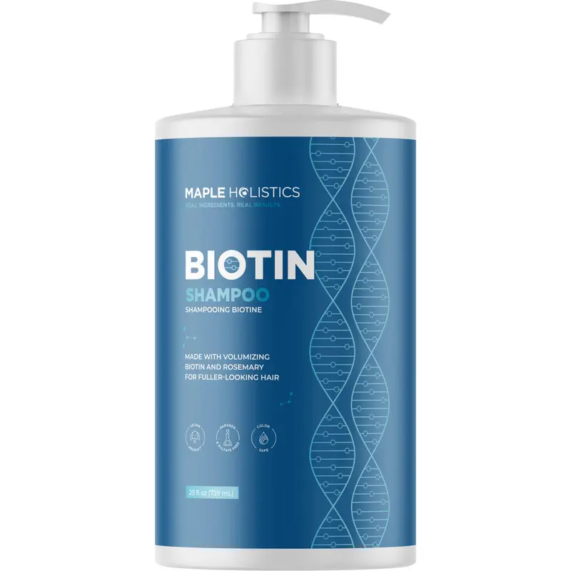 Maple Holistics Shampoing Romarin et Biotine – Volumisant Vegan pour Cheveux Fins (25 oz)