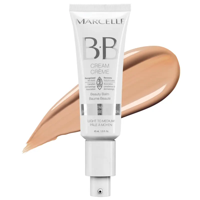 Marcelle Crème BB Teinte claire à moyenne — Hydratante, Base de Teint, Hypoallergénique, Sans Parfum, 45 ml – Non testée sur les animaux