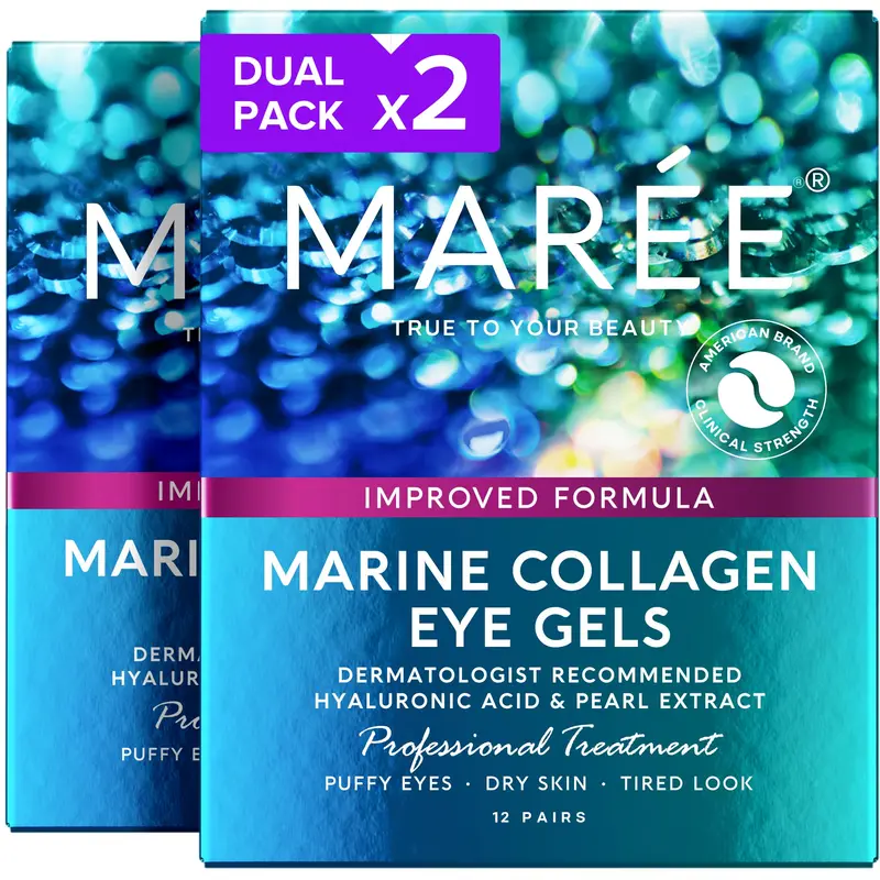 MAREE Patchs Yeux Gels – Lot de 2 Hydratants au Collagène Marin et Acide Hyaluronique