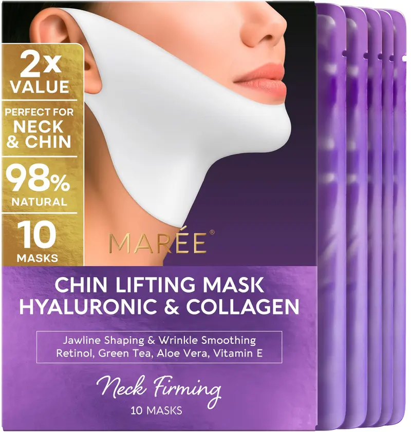 MAREE V Line Lifting Mask — Acide Hyaluronique, Raffermissement du Cou et Contour de la Mâchoire