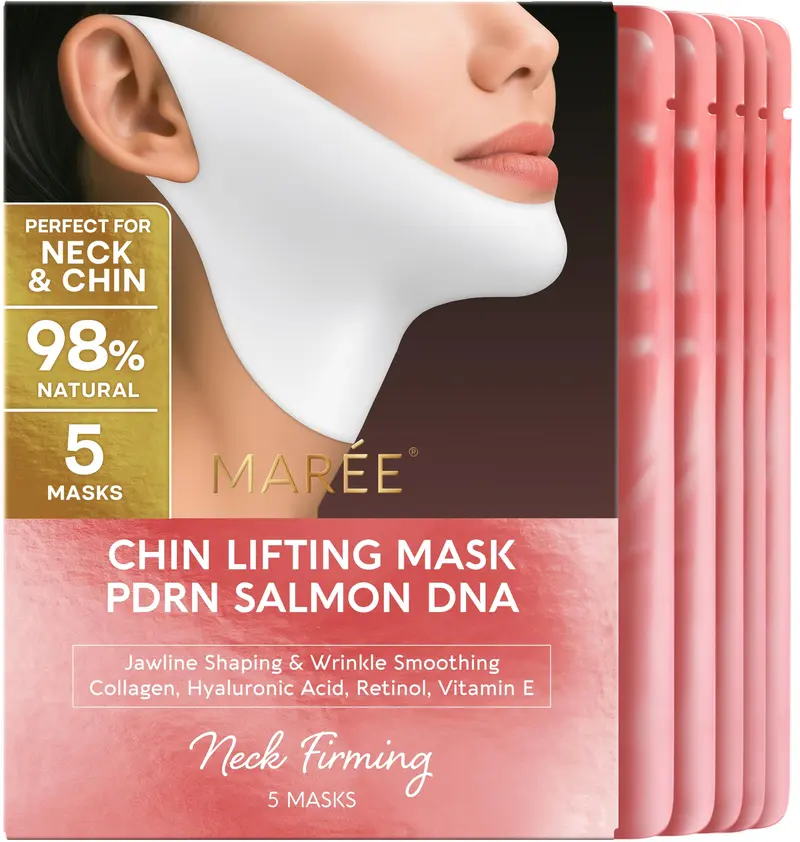 MAREE V Line – Masque Liftant PDRN Saumon DNA pour Cou et Mâchoire