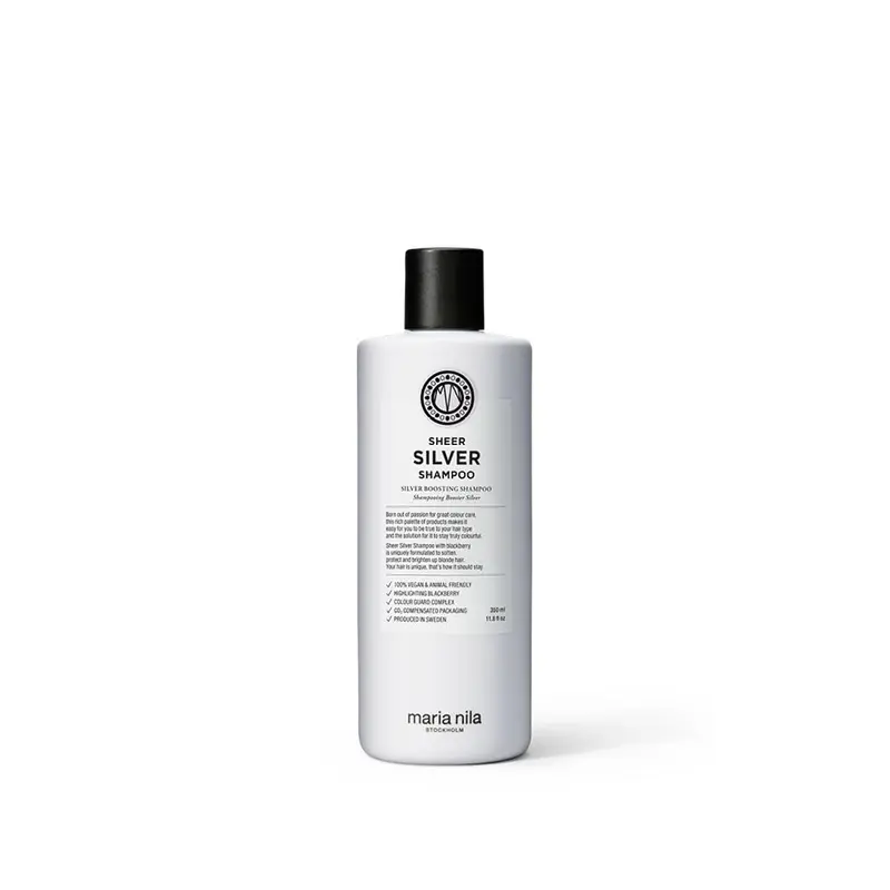 Maria Nila Shampoing Sheer Silver – Pigments Violet pour Ton Froid, Vegan, Sans sulfates et parabènes, 350 ml