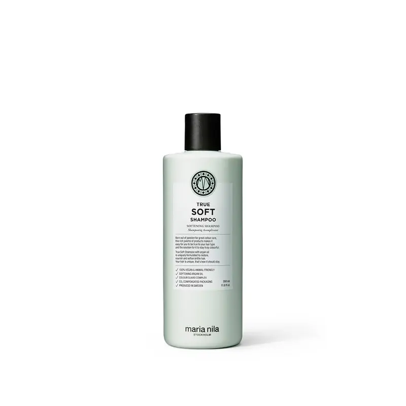 Maria Nila True Soft Shampooing – Cheveux secs, 350 ml, huile d’argan, anti-frisage, vegan et sans sulfates/parabènes