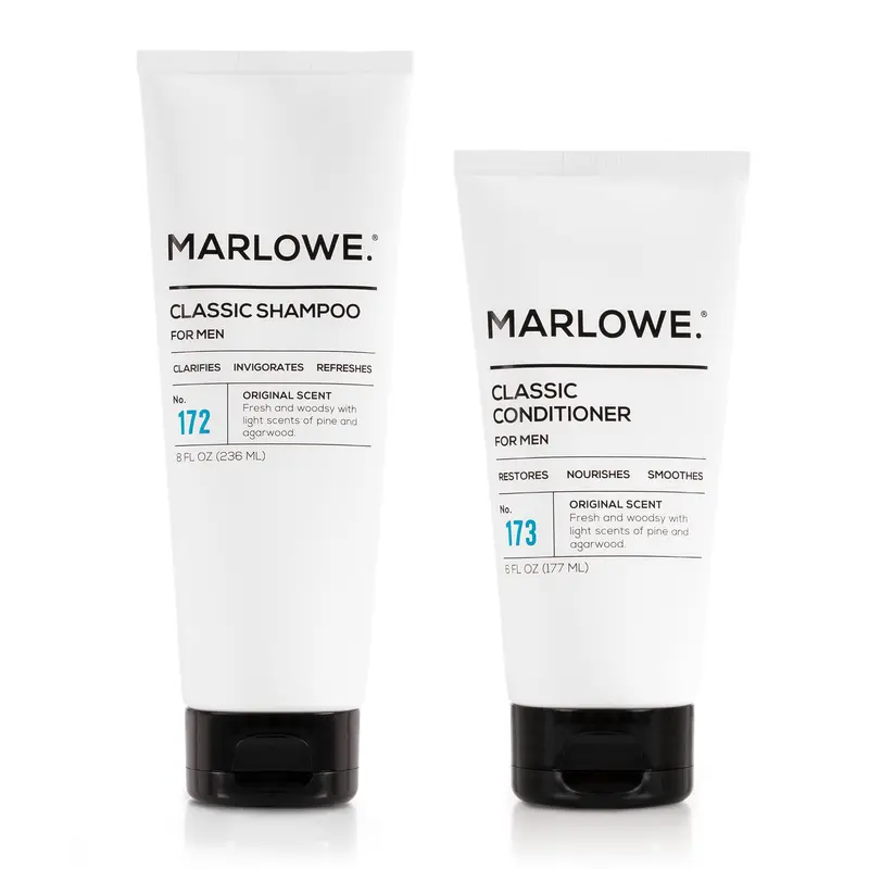 MARLOWE. Ensemble Shampoing No 172 et Après-shampoing No 173 pour hommes – Argan & Coco, Senteur Bois Frais, Tous Types de Cheveux