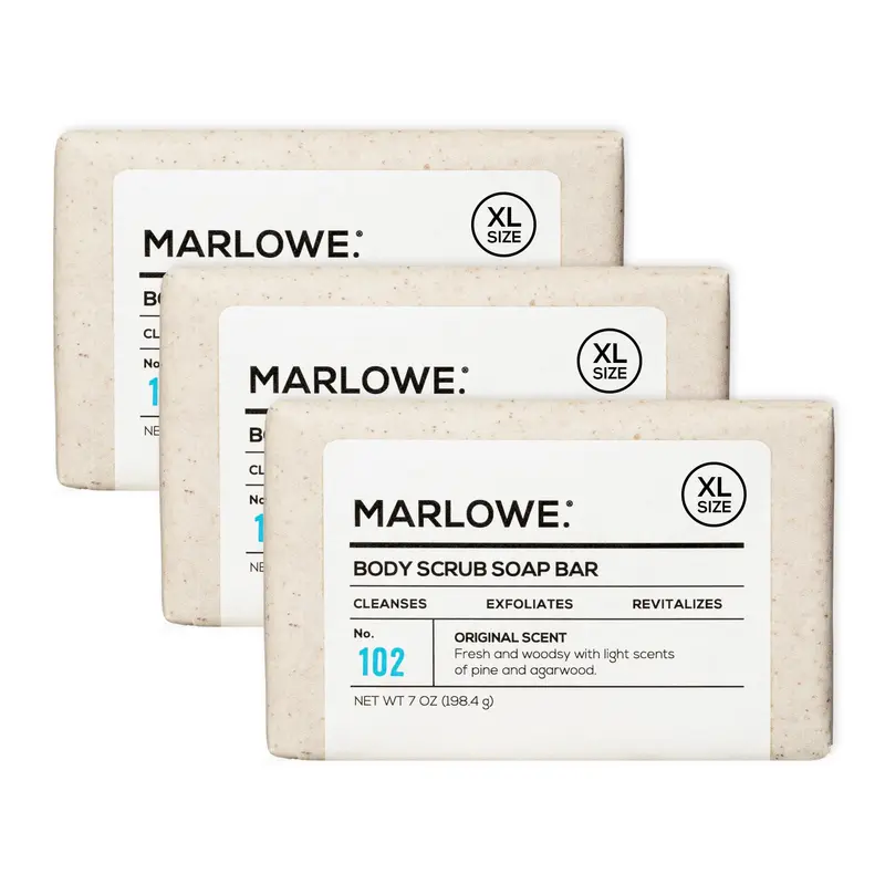 MARLOWE No.102 – Barre gommante pour le corps (3 barres, 7 oz) – Senteur Sauge & Pin Originale
