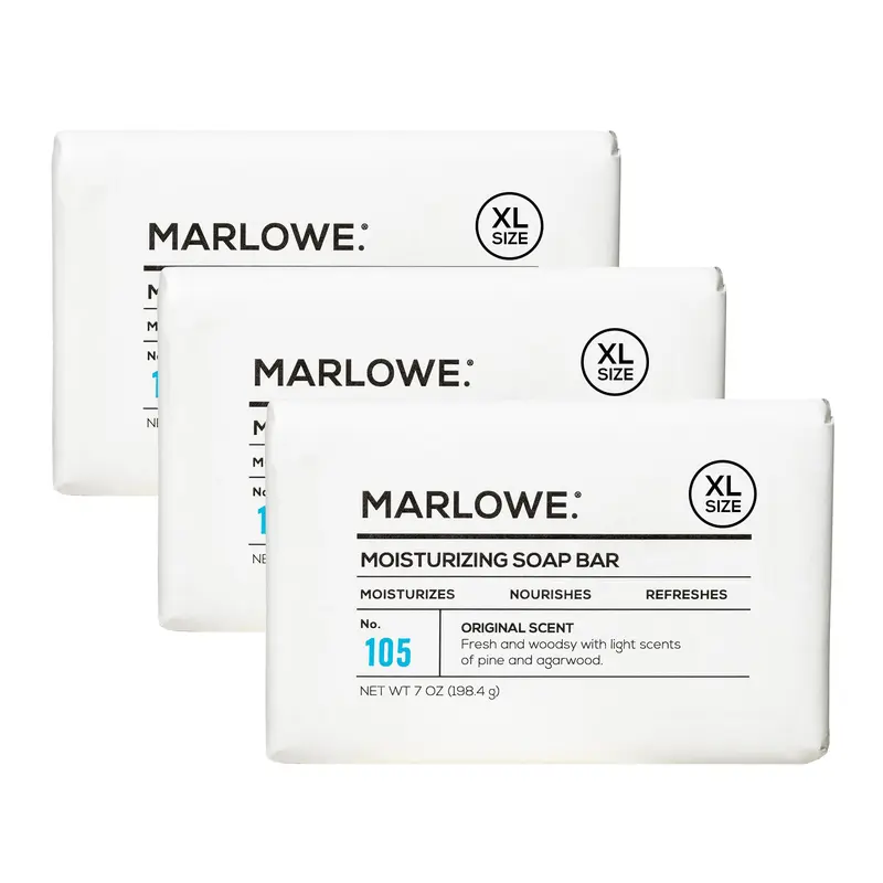 MARLOWE No.105 Savon en Barre pour Hommes – 3 Barres, 7 oz, Hydratant & Rafraîchissant