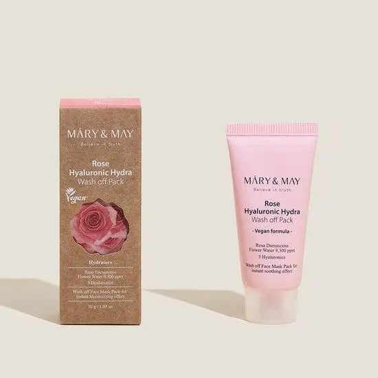 [MARY & MAY] Masque hydratant vegan à la rose et à l'acide hyaluronique, 30 g