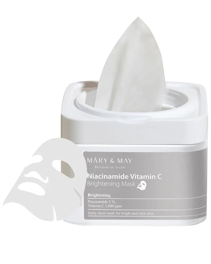 Mary&May Masque Niacinamide Vitamin C – 30 Feuilles pour un Teint Éclatant, Sans Parfum