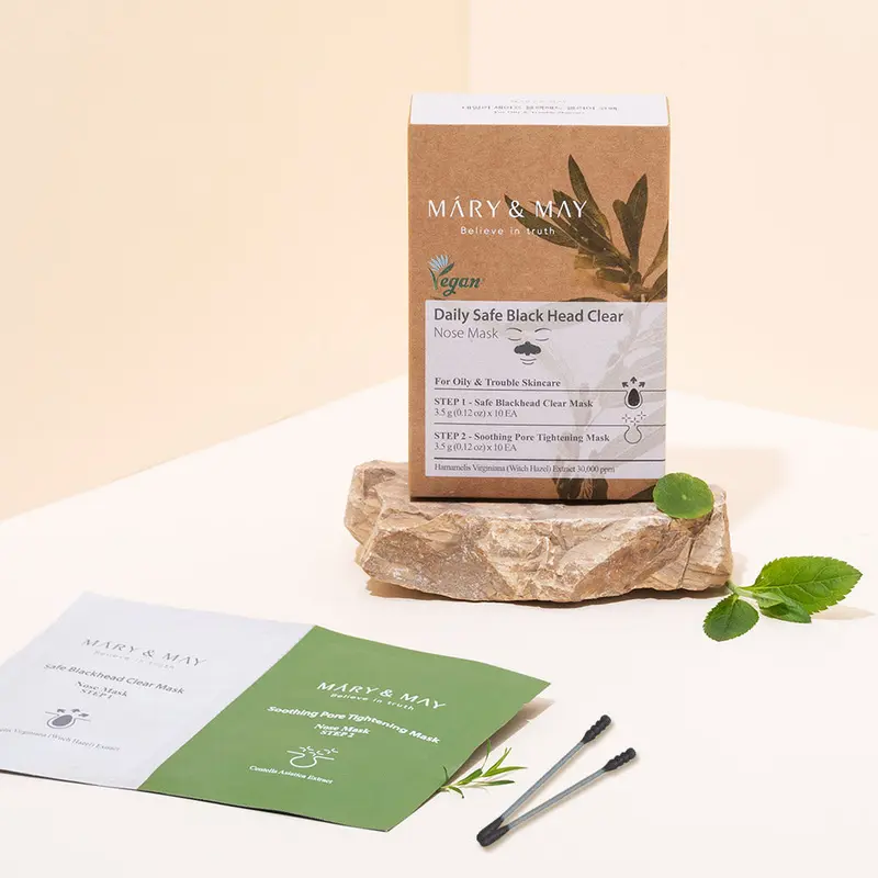 [MARY & MAY] Masques quotidiens anti-points noirs purifiants pour le nez [Étape 1 3,5 g + Étape 2 3,5 g] x 10 unités