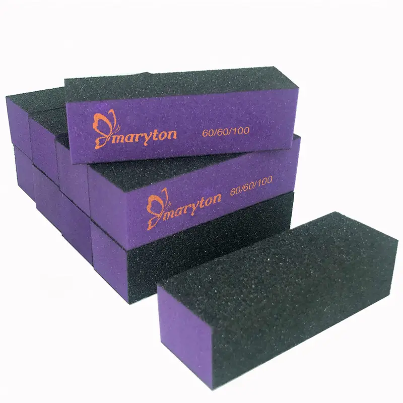 MARYTON Bloc-polissage pour ongles – grains 60/100, kit manucure 10 pièces (noir et violet)