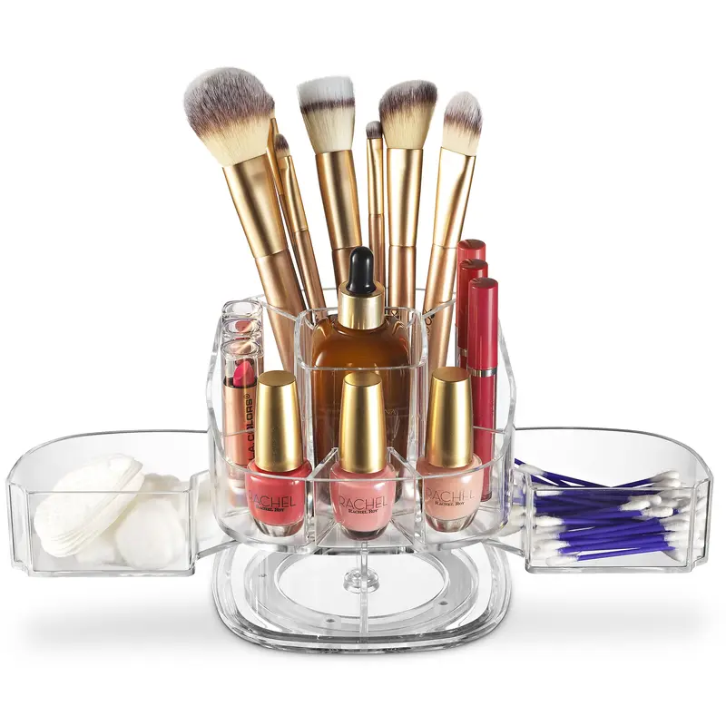 Masirs Petit Organisateur de Maquillage Rotatif – Compact et Transparent (Carré)