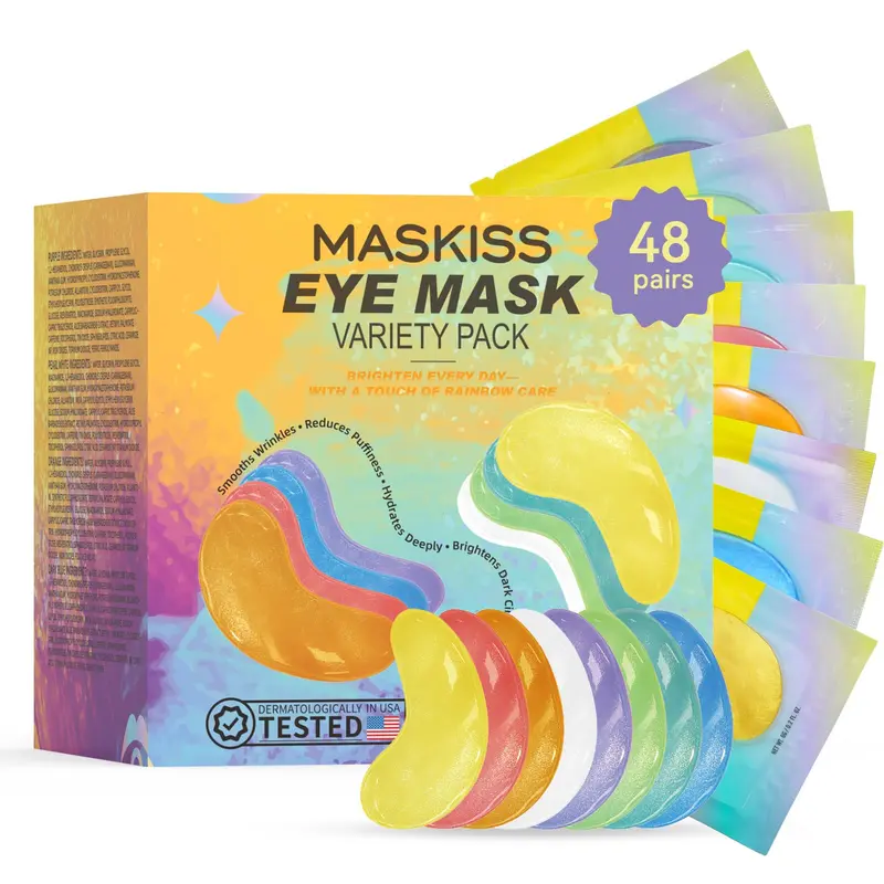 Maskiss Patchs Yeux – Pack Variété 8 Couleurs (48 Paires) – Cadeau Vegan Saint-Valentin pour Elle