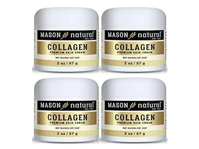 MASON NATURAL Crème Collagène Premium – Hydratation Intense Visage et Corps, Sans Parabènes, Parfum Poire, Lot de 4 (60 ml chacun)