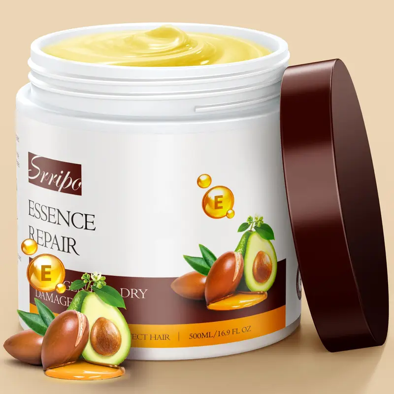 Masque Capillaire Srripo au Collagène et Kératine – Soin Profond avec 4 Protéines Hydrolysées et Huiles Marocaines & Avocat, 16,9 oz