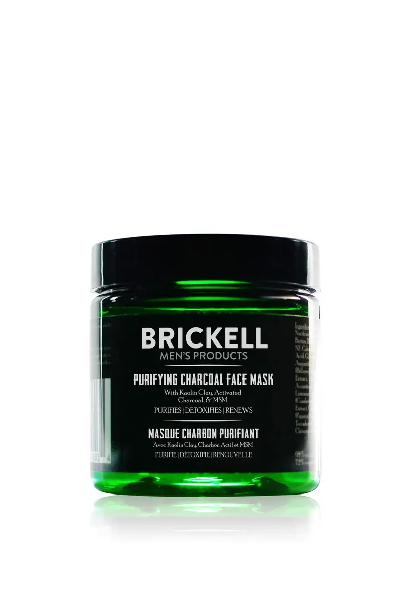 Masque purifiant au charbon actif pour homme – Brickell, sans parfum, 113 g