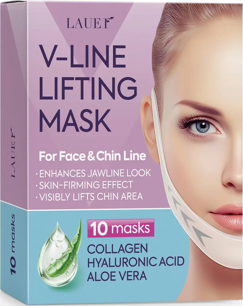 Masque Visage V-Lift LAUER COSMETIC – Contour en V, Lifting et Réduction du Double Menton (10 pièces)