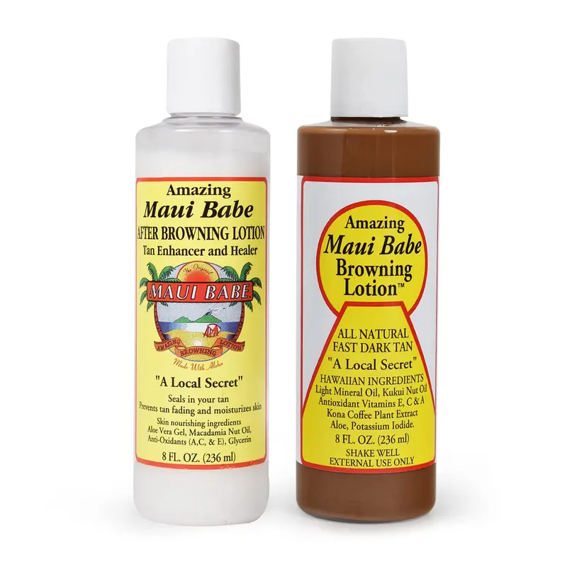 Maui Babe Lotion Apres-Bronzage – Lot de 2 flacons de 8 onces, Avant et Apres Bron zage, Fabrique Aux Etats-Unis