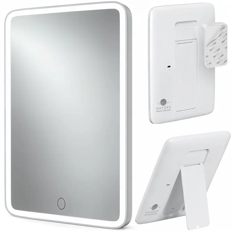 Mavoro Miroir de Voyage LED 7x9 Rechargeable - Miroir Lumineux Portable
