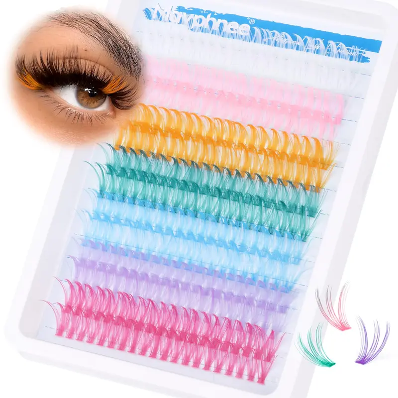 Mavphnee Cils Colorés – Extensions Individuelles 280 Pièces, 7 Coloris, 16/18mm, DIY à Domicile