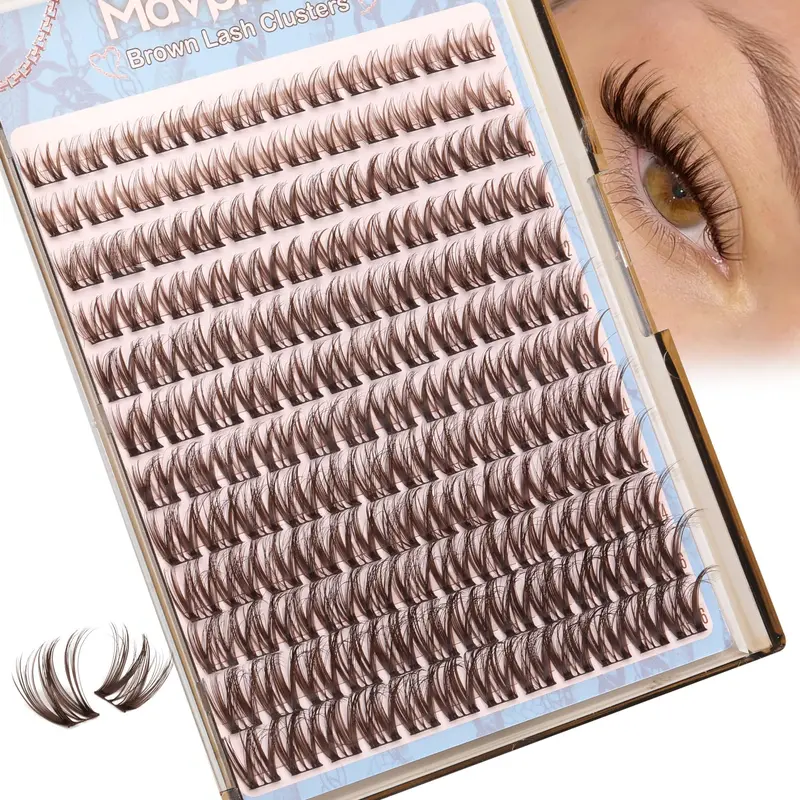 Mavphnee – Paquets de cils bruns volumineux, 144 pièces, longueurs 8-16 mm, résistants à l'eau
