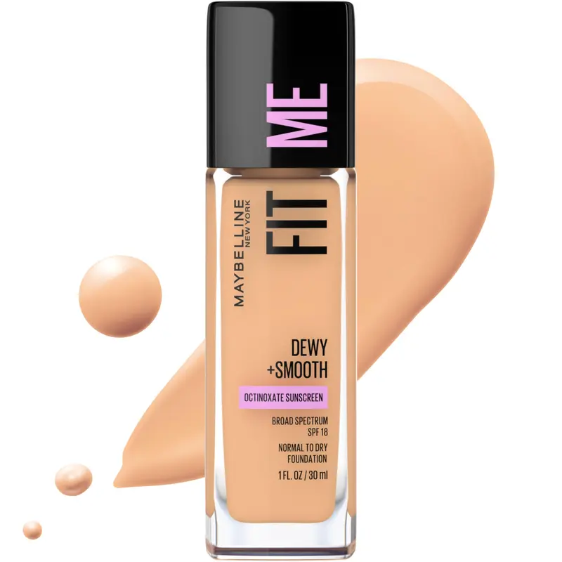 Maybelline Fit Me Dewy + Smooth Fond de Teint – Teinte Medium Buff, SPF 18