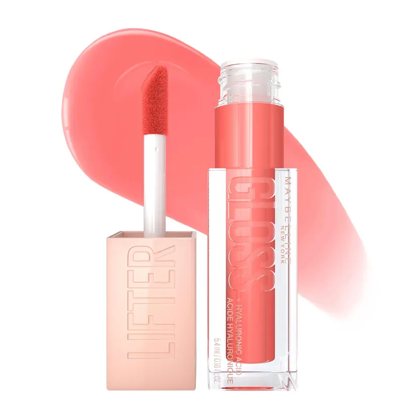 MAYBELLINE New York Lifter Gloss Hydratant à l’Acide Hyaluronique – Peach Ring, Teintes Modernes – 1 Unité