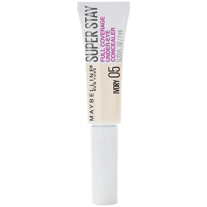 Maybelline New York Super Stay Anti-Cernes Ultra-Couvrant – Tenue 24h, Éclaircissant, Applicateur spatule, Teinte ivoire 05, 0,23 fl oz